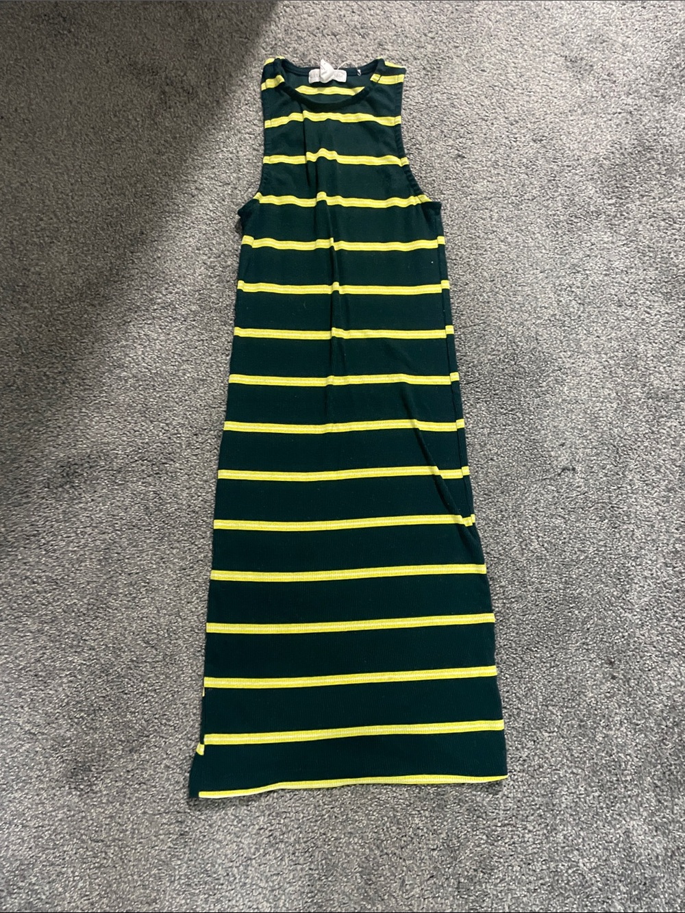 Kids Green and Yellow Striped One-Piece Dress